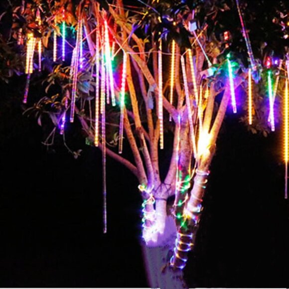 LED Shower Rain Lights 16 inches, 8 Tubes, 200 LEDs, Christmas Holidays Decorati - Picture 3 of 4